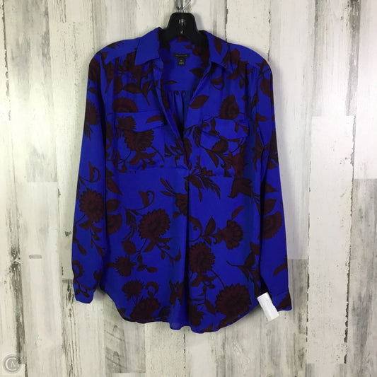 Blouse Long Sleeve By Ann Taylor In Blue, Size: Xs