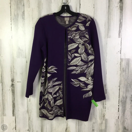 Sweater Cardigan By Chicos In Purple, Size: S