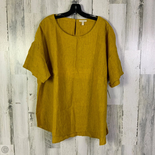 Top Short Sleeve By Eileen Fisher In Yellow, Size: 3x
