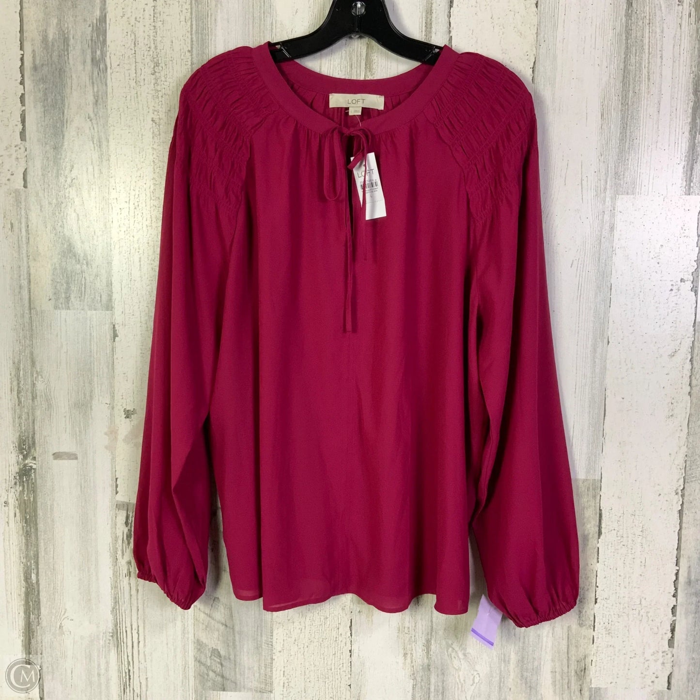 Blouse Long Sleeve By Loft In Pink, Size: L