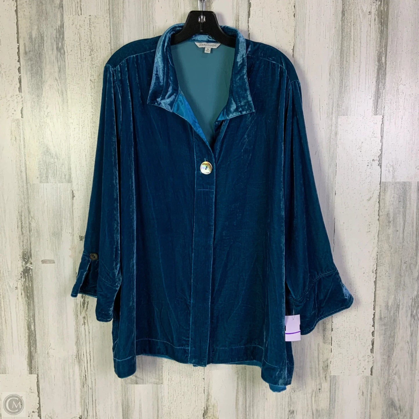 Top Long Sleeve By John Mark In Blue, Size: 1x