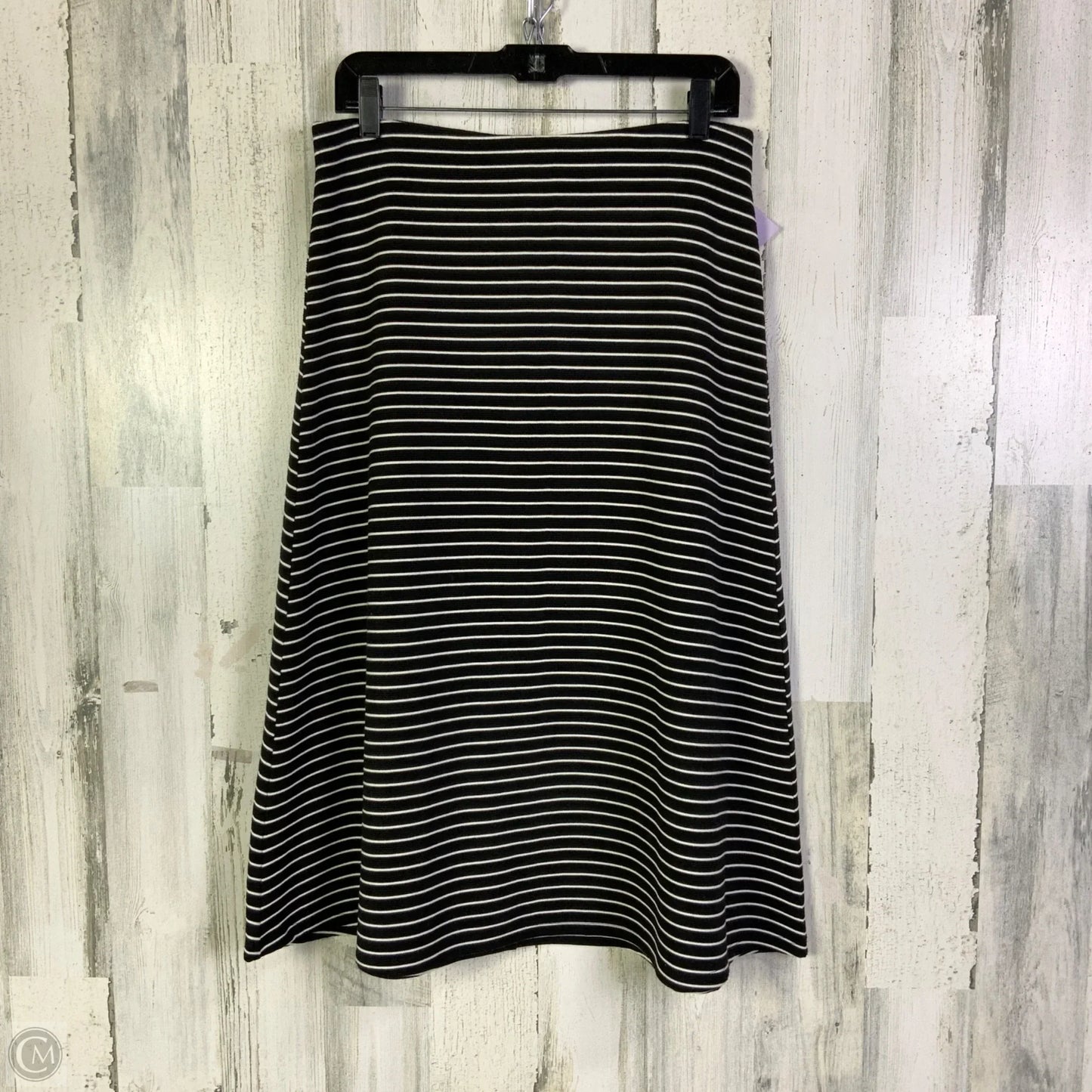Skirt Midi By Loft In Black & White, Size: 4