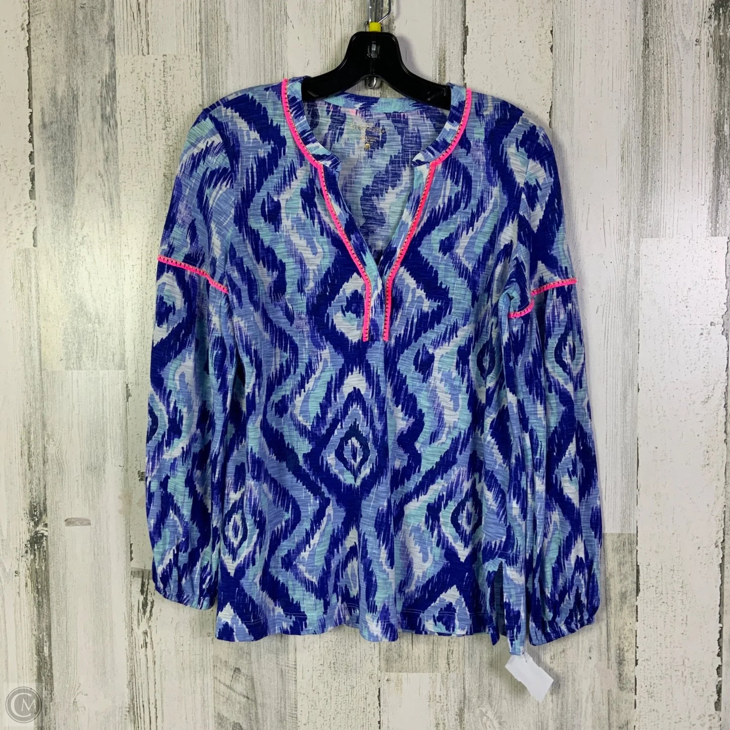 Top Long Sleeve Designer By Lilly Pulitzer In Blue & White, Size: Xs