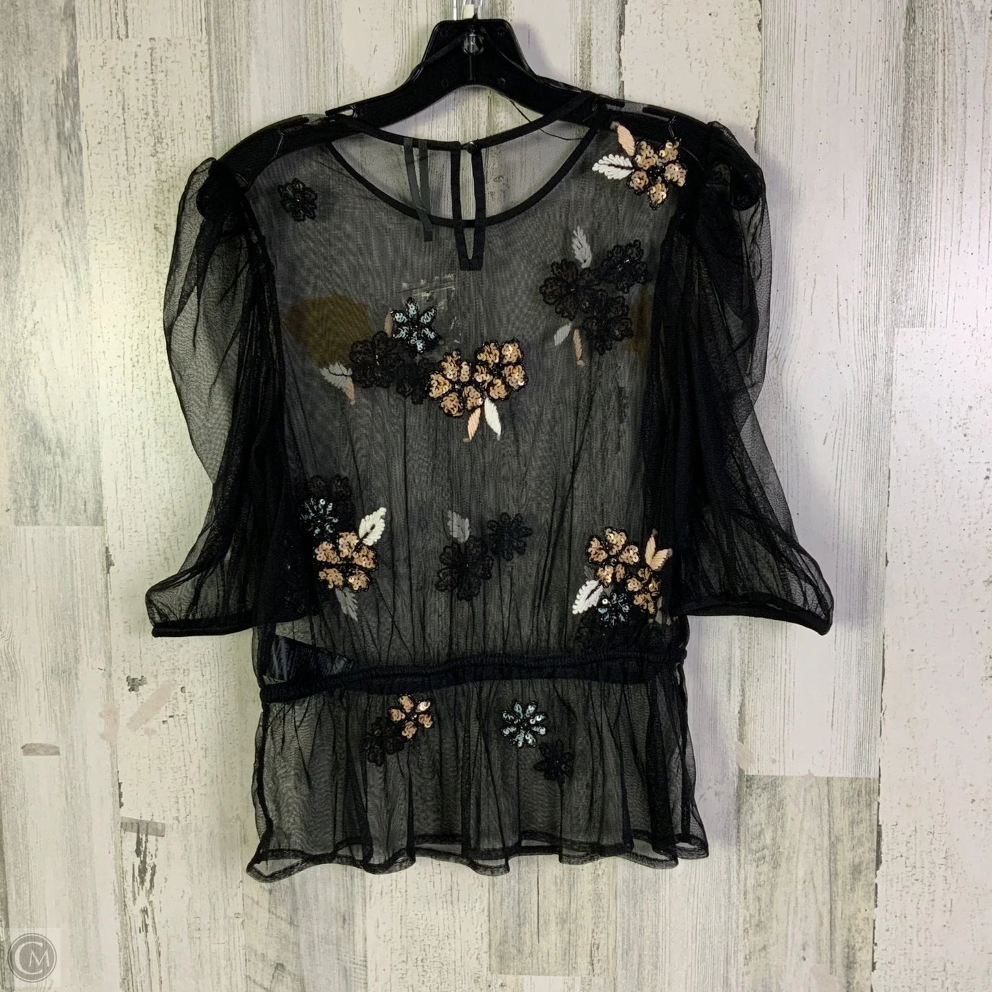Top Short Sleeve By Anthropologie In Black, Size: S