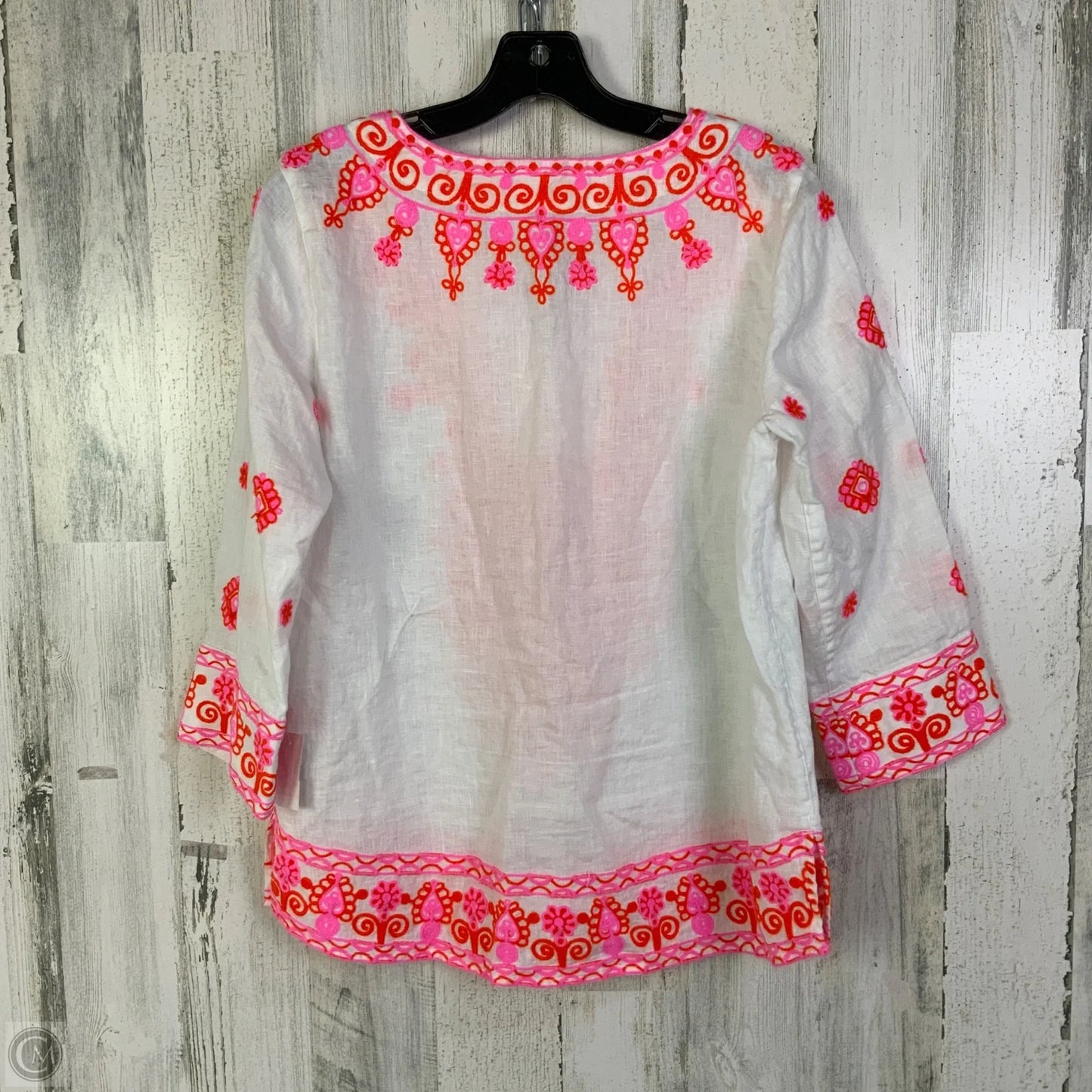 Top 3/4 Sleeve By John Mark In Pink & White, Size: S