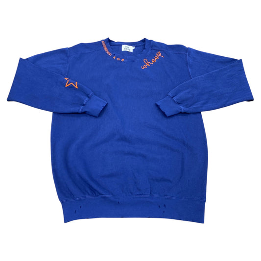 Sweatshirt Crewneck By Sew Kitschy In Blue & Orange, Size:S