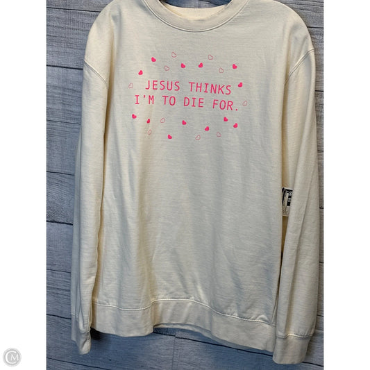 Athletic Sweatshirt Crewneck By Cmf In Cream & Pink, Size: L