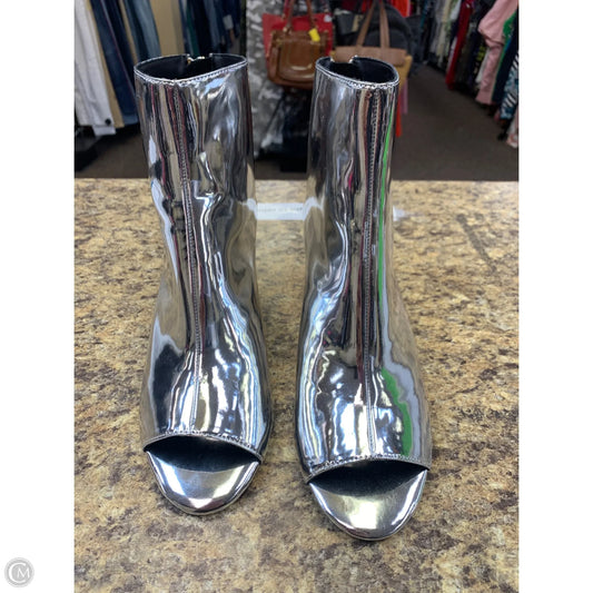 Boots Mid-calf Heels By Cmf In Silver, Size: 11