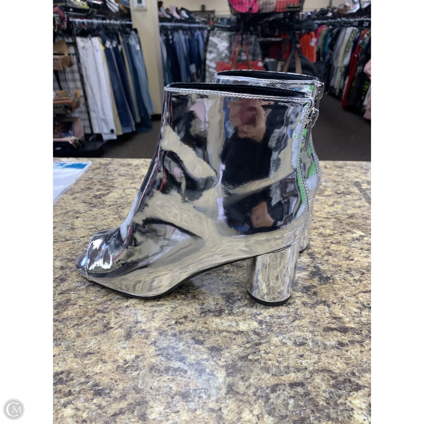 Boots Mid-calf Heels By Cmf In Silver, Size: 11