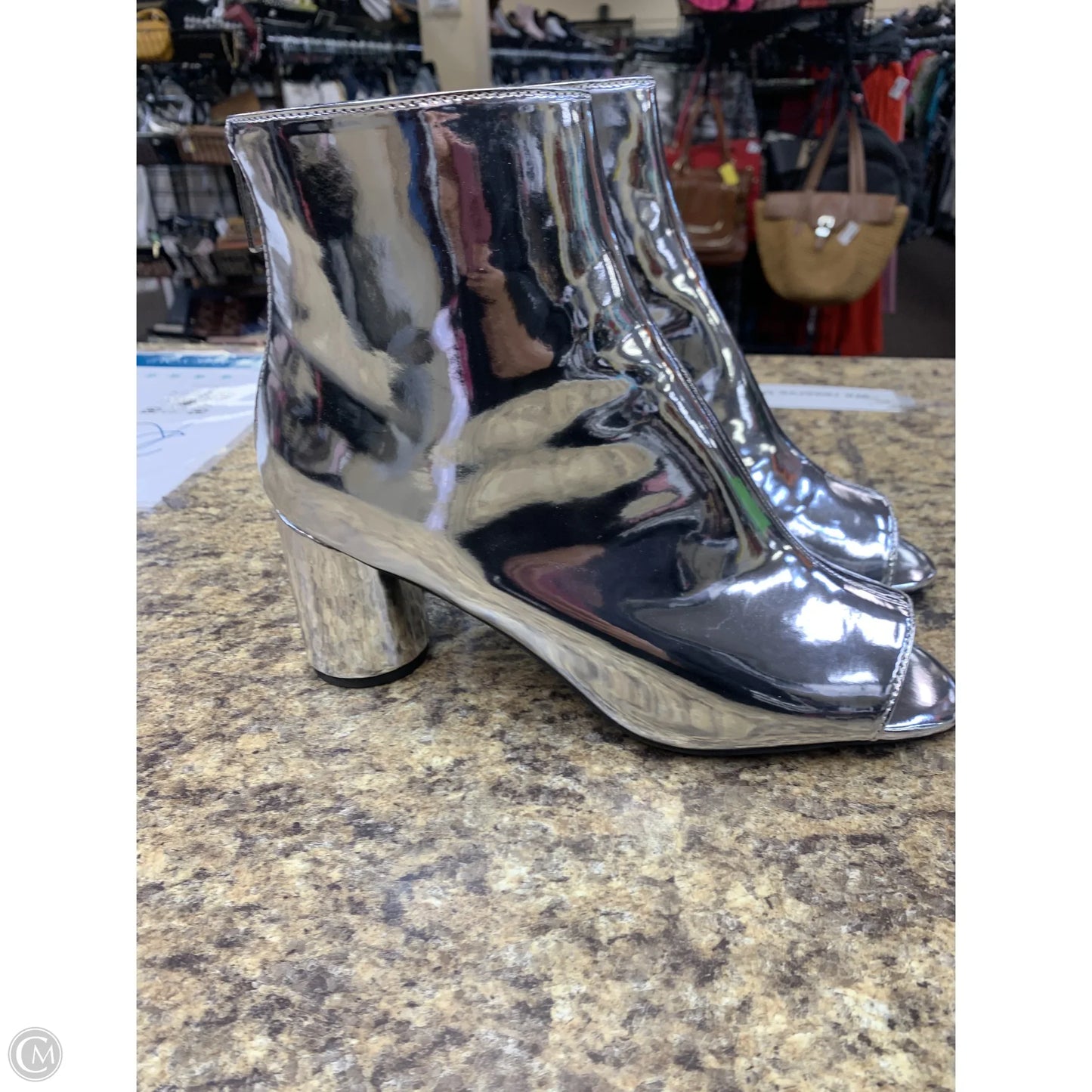 Boots Mid-calf Heels By Cmf In Silver, Size: 11