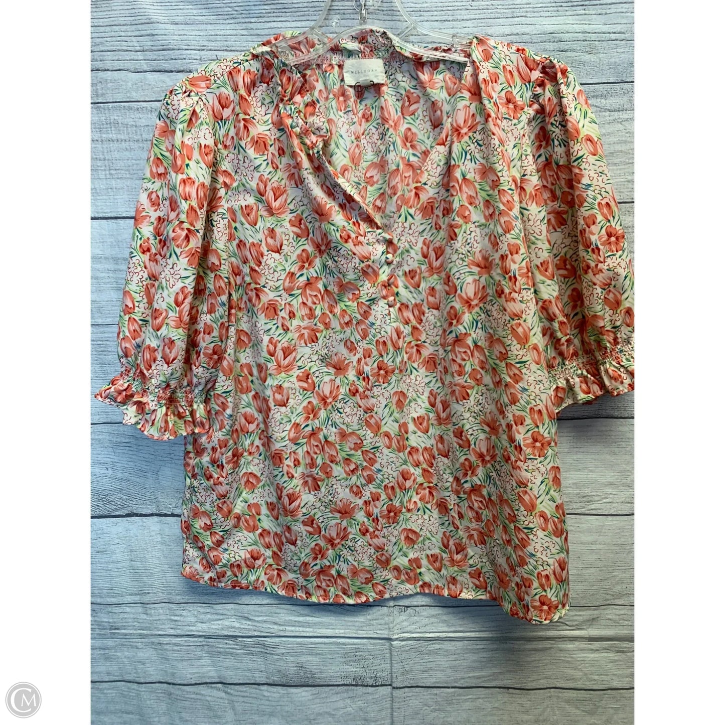 Blouse Short Sleeve By Melloday In Floral Print, Size: M
