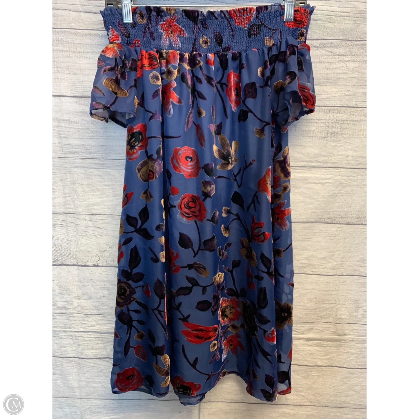 Blouse Short Sleeve By En Creme In Navy, Size: S