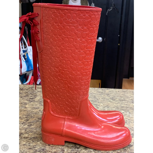 Boots Designer By Coach In Red, Size: 10