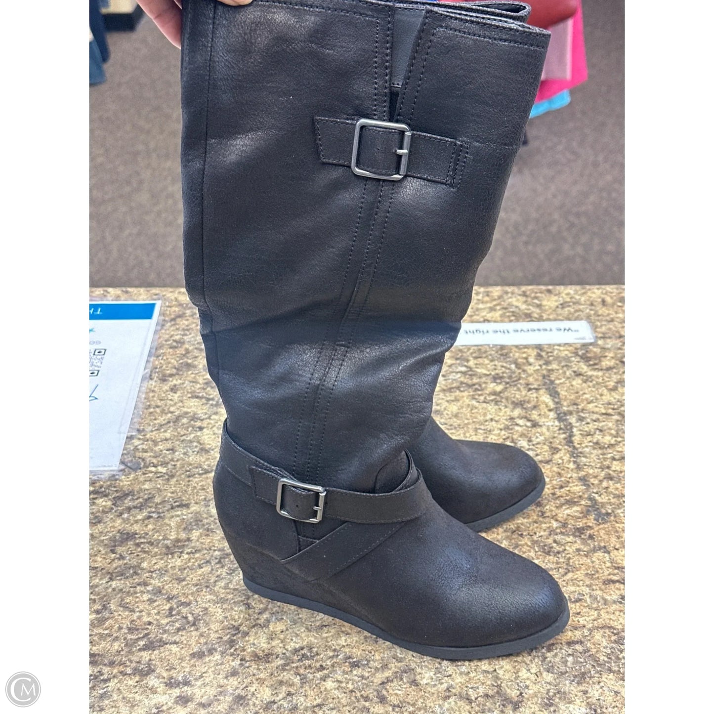 Boots Mid-calf Heels By Mossimo In Black, Size: 9