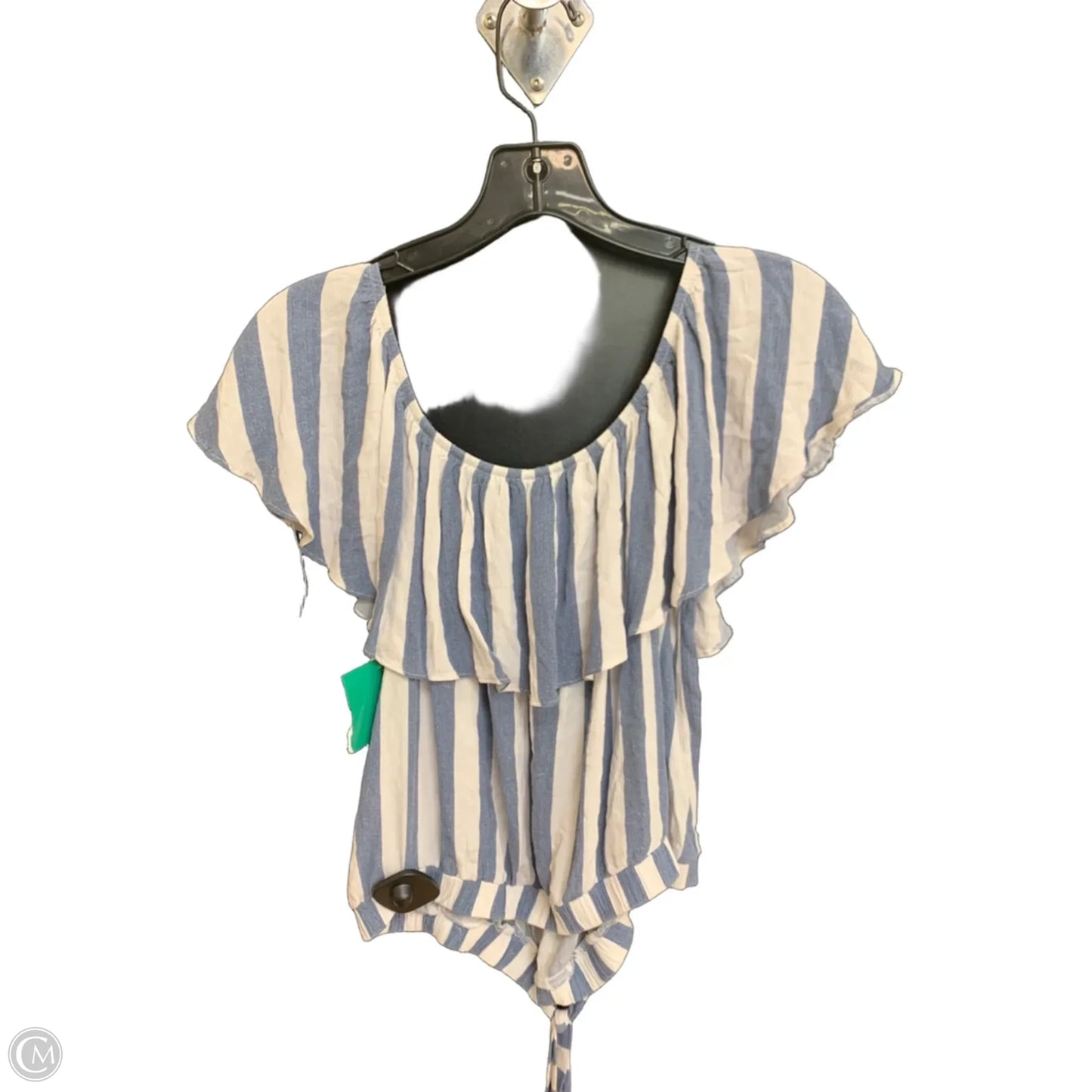 Top Short Sleeve By American Eagle In Blue & White, Size: M