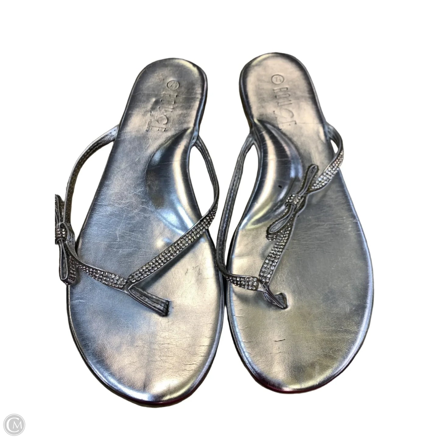 Sandals Flip Flops By Rouge In Silver, Size: 7.5