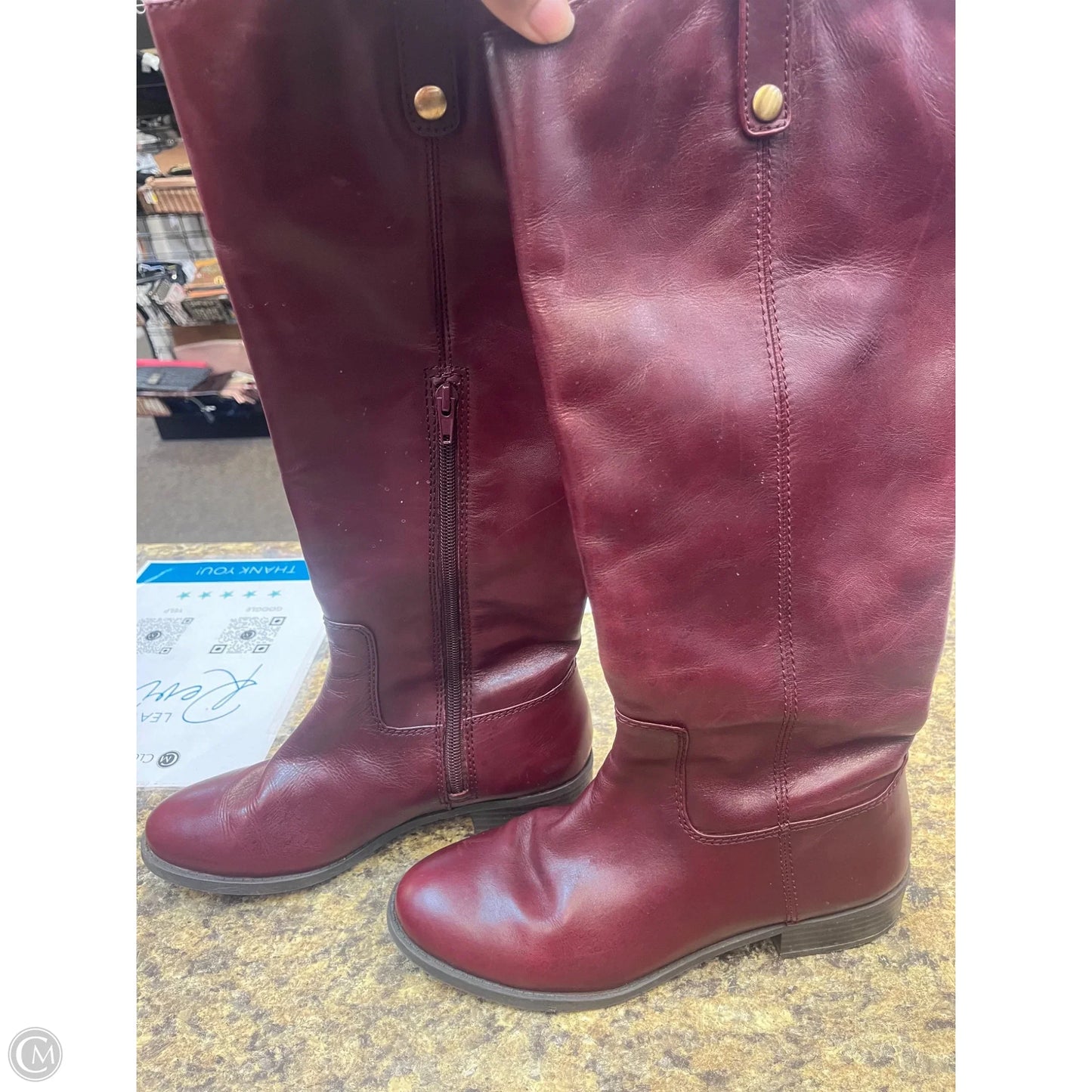 Boots Knee Flats By Clothes Mentor In Maroon, Size: 8.5