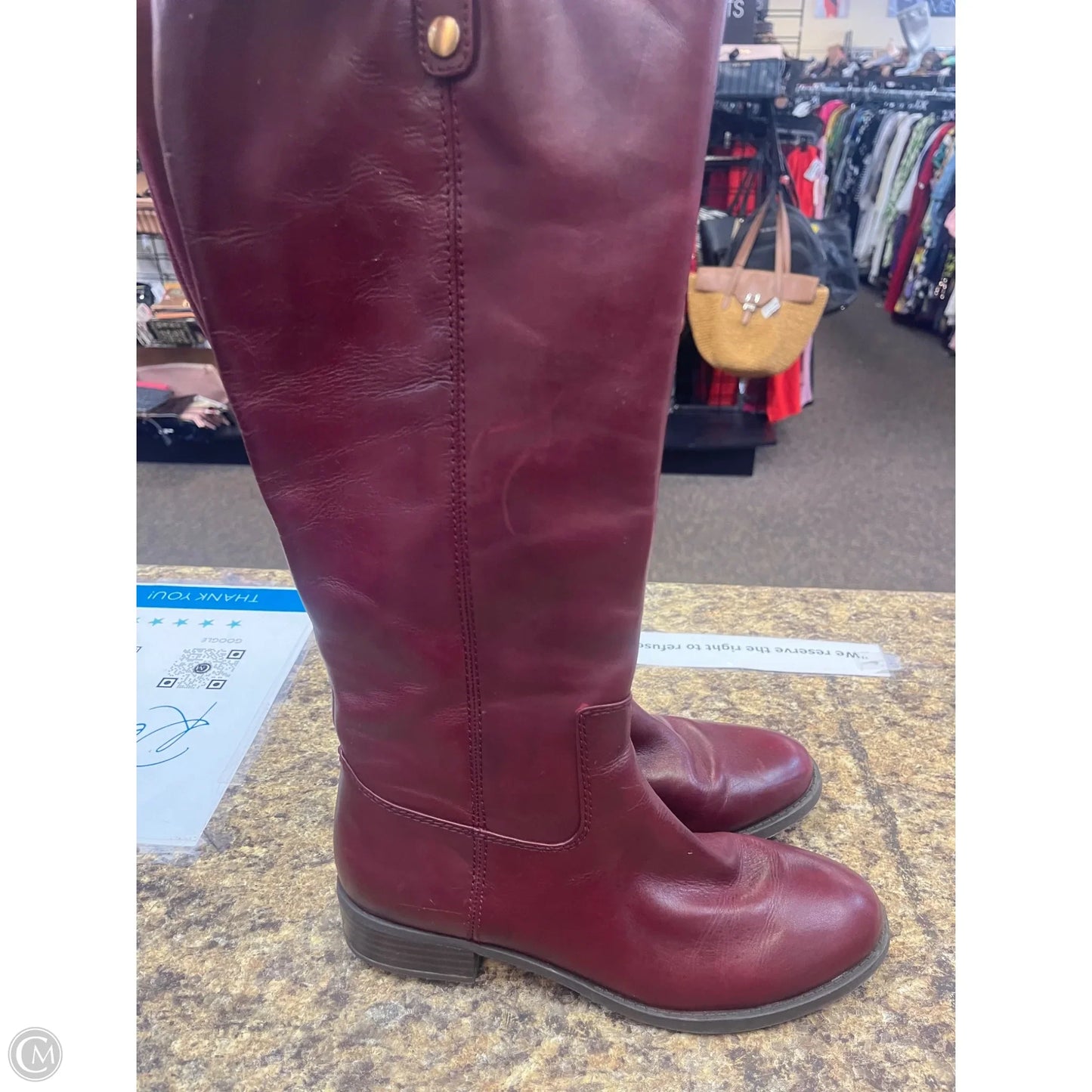 Boots Knee Flats By Clothes Mentor In Maroon, Size: 8.5