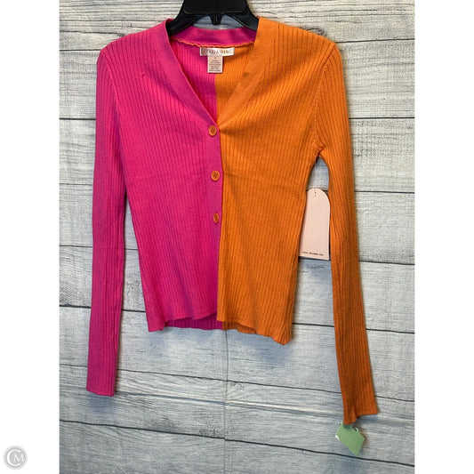 Cardigan By Clothes Mentor In Orange & Pink, Size: M