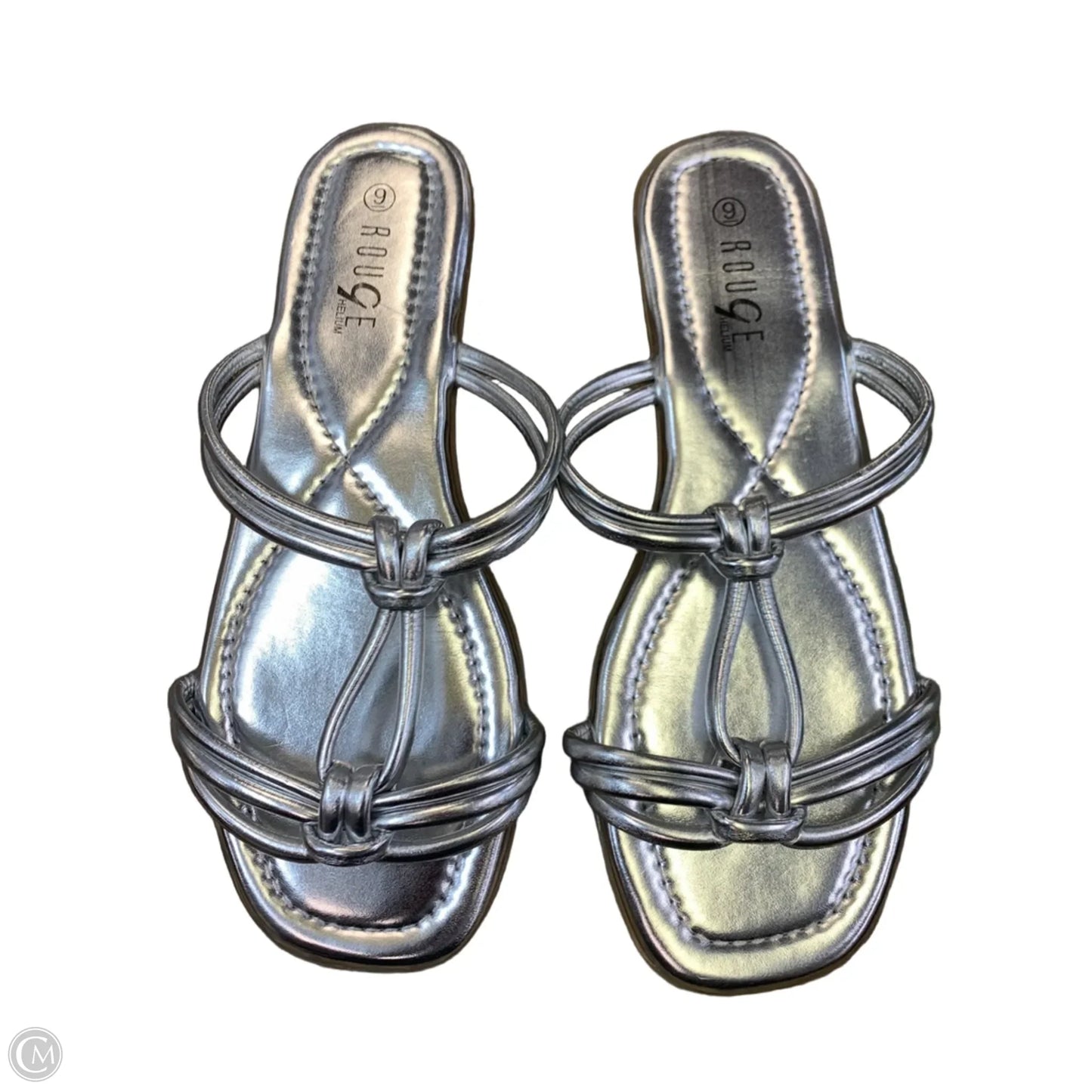 Sandals Flip Flops By Clothes Mentor In Silver, Size: 9