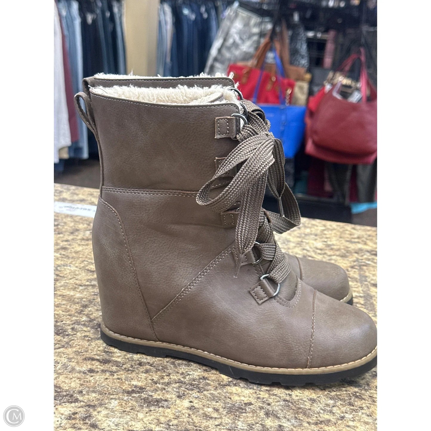 Boots Mid-calf Flats By Universal Thread In Beige, Size: 8.5