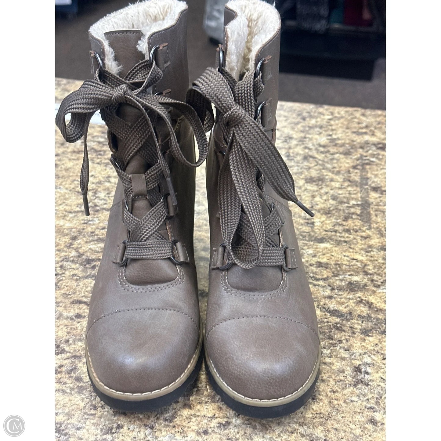 Boots Mid-calf Flats By Universal Thread In Beige, Size: 8.5