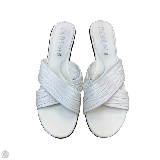 Sandals Heels Wedge By Italian Shoemakers In White, Size: 10