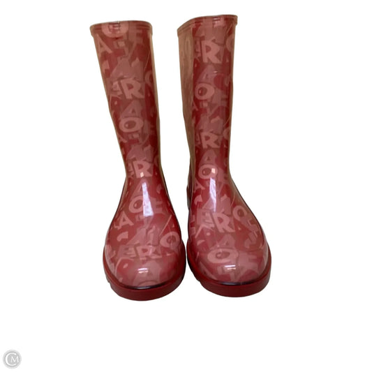Boots Luxury Designer By Ferragamo In Red, Size: 11