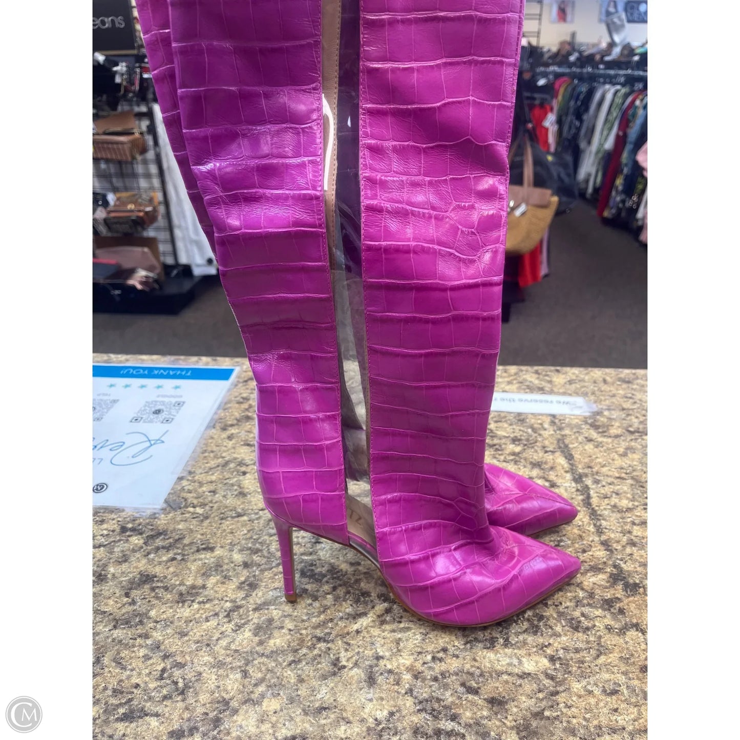 Boots Knee Heels By Cmf In Pink, Size: 7.5