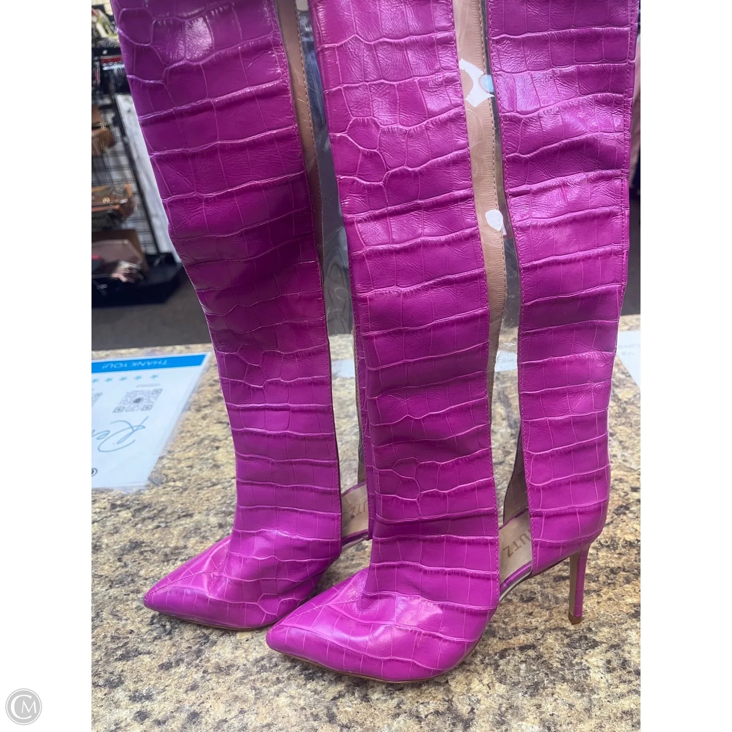 Boots Knee Heels By Cmf In Pink, Size: 7.5