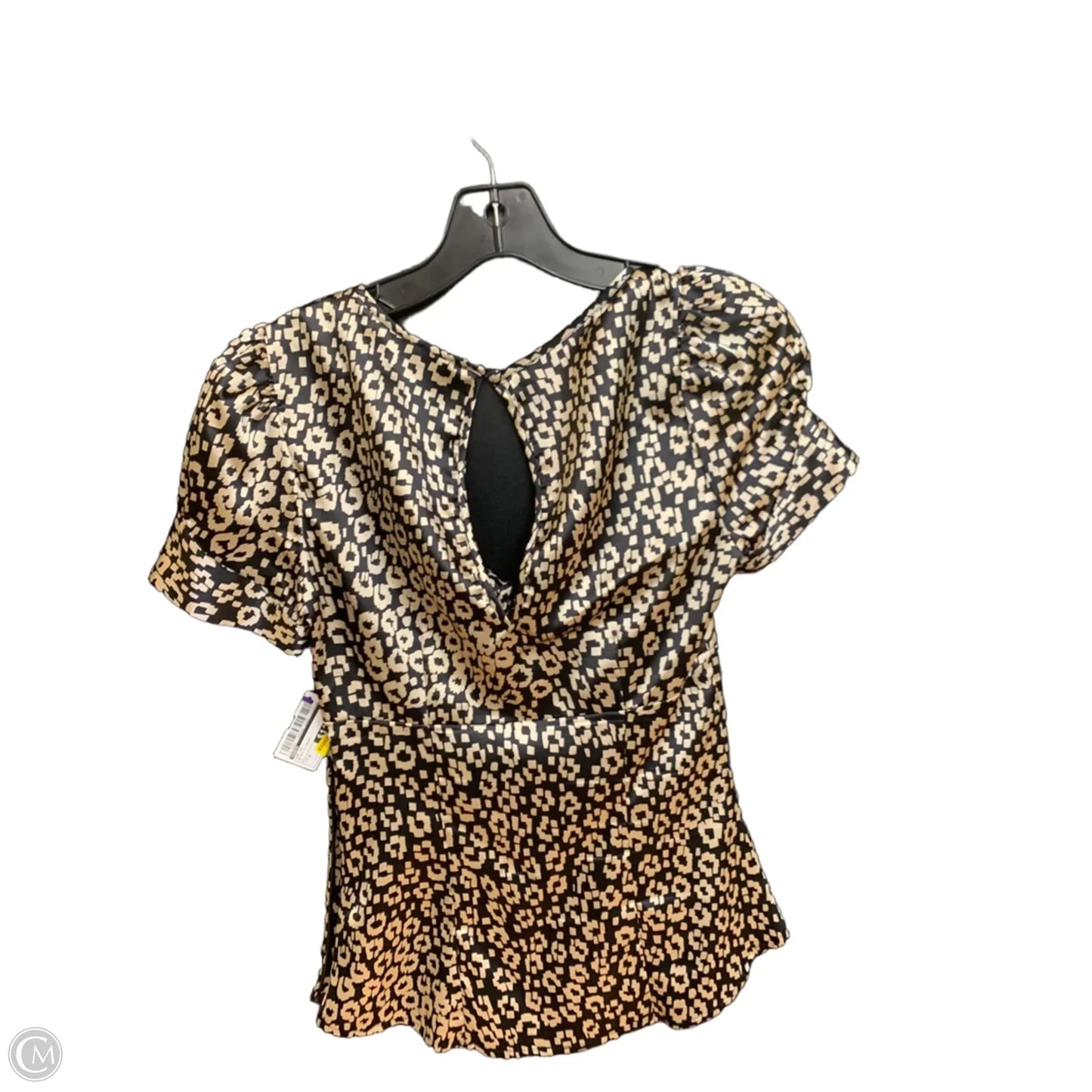 Top Short Sleeve By Guess In Black & Cream, Size: S