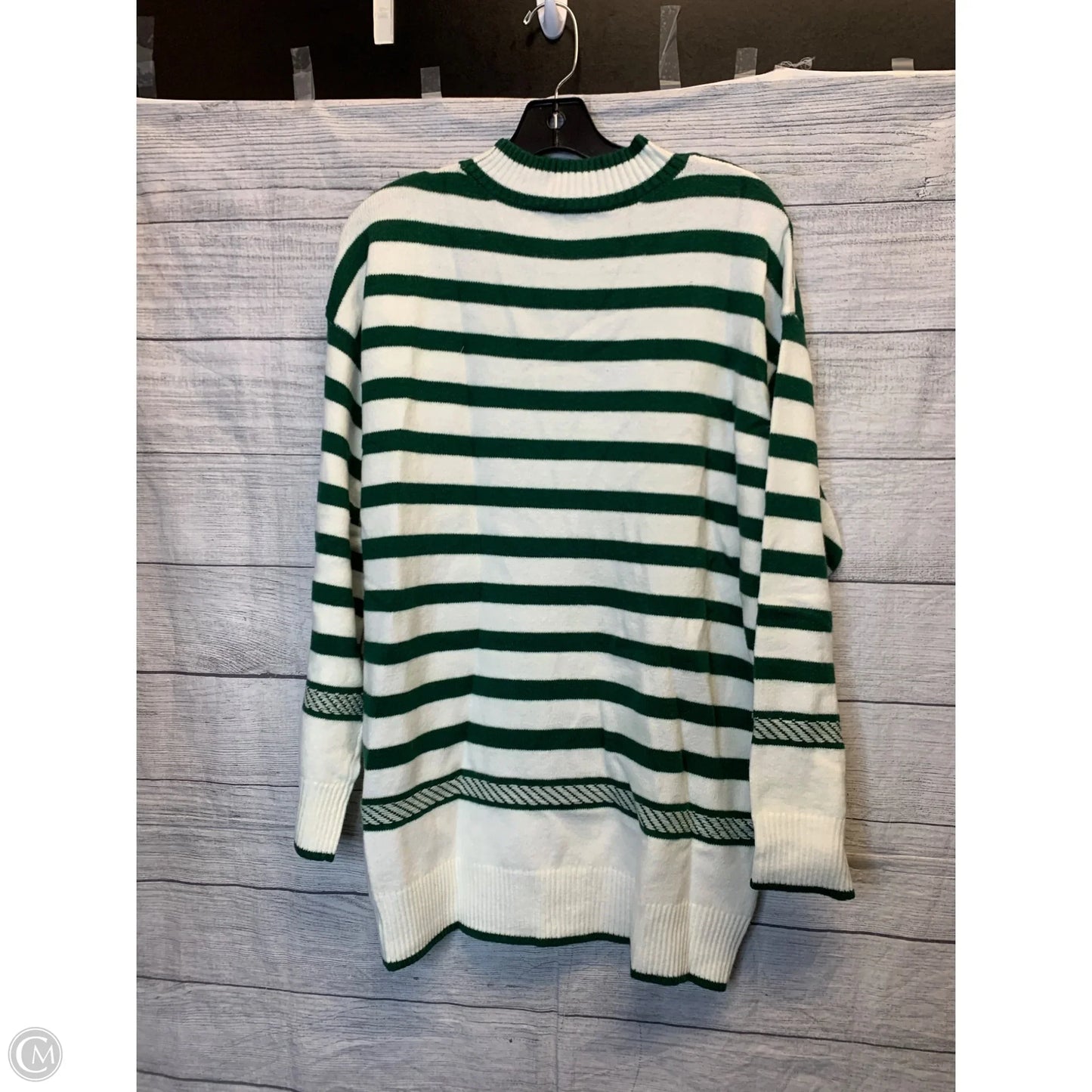 Sweater By Ann Taylor In Green & White, Size: Xl
