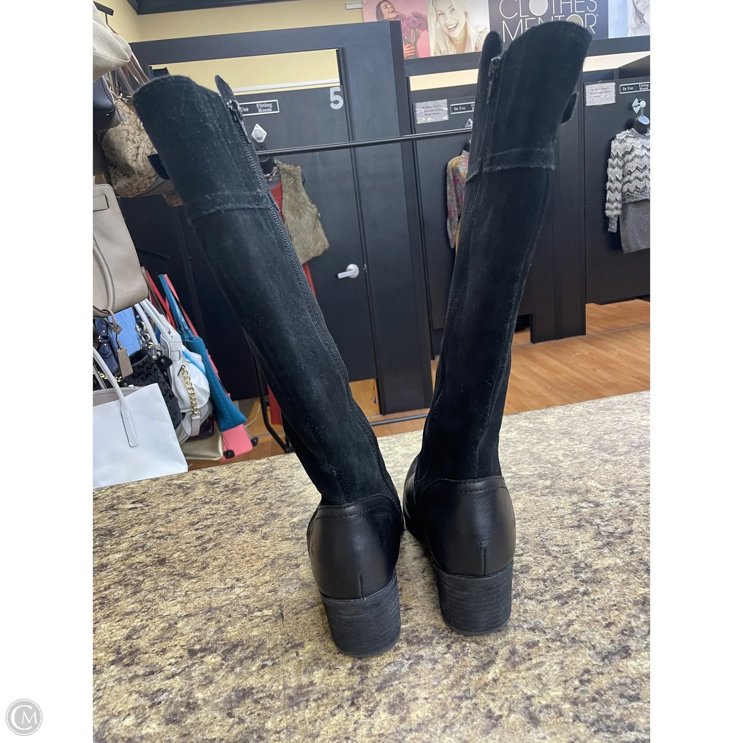 Boots Knee Heels By Boc In Black, Size: 8