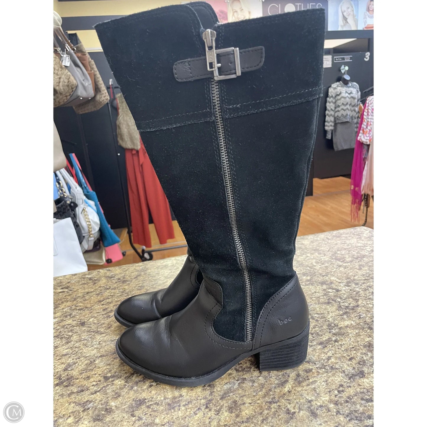 Boots Knee Heels By Boc In Black, Size: 8