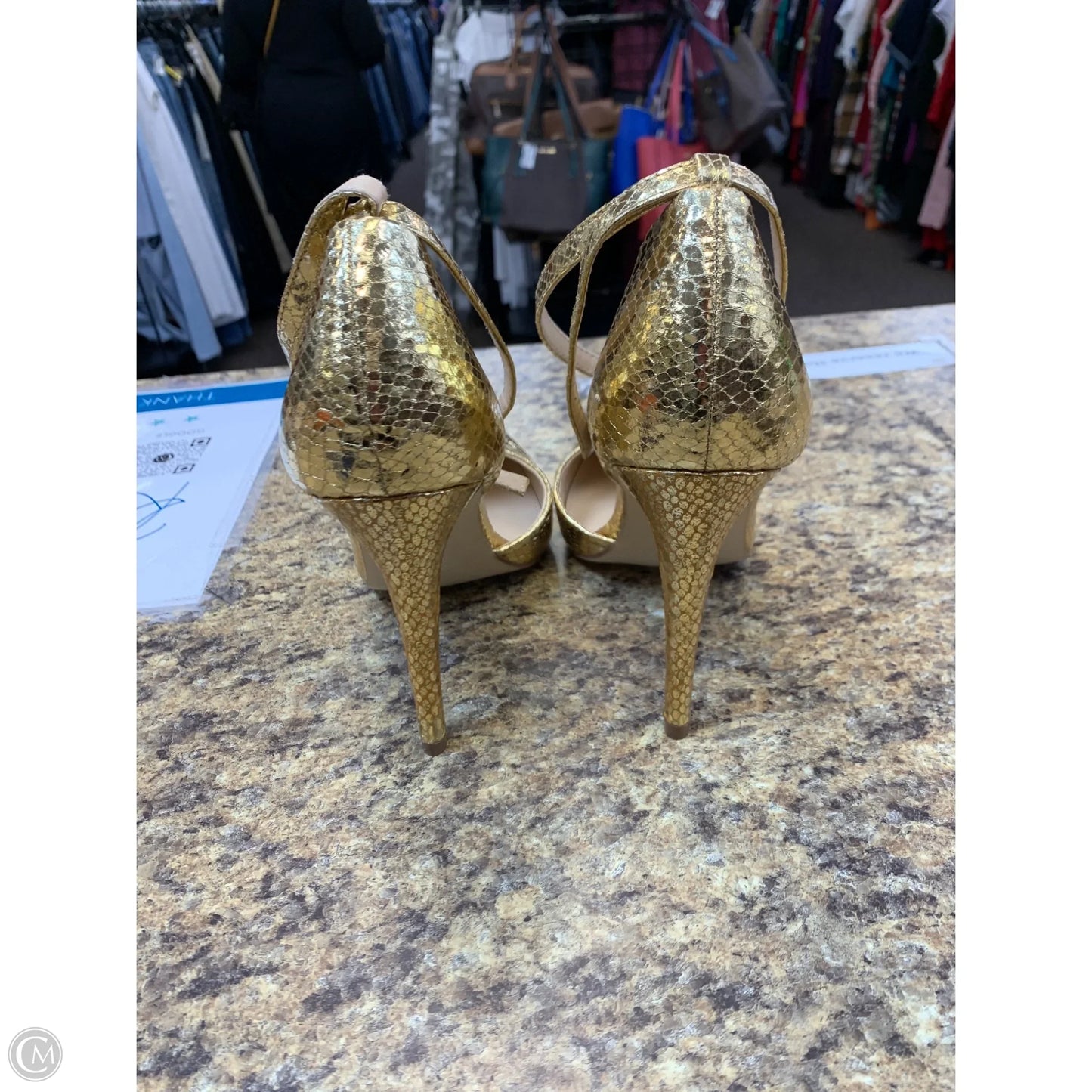 Shoes Heels Stiletto By Justfab In Gold, Size: 11