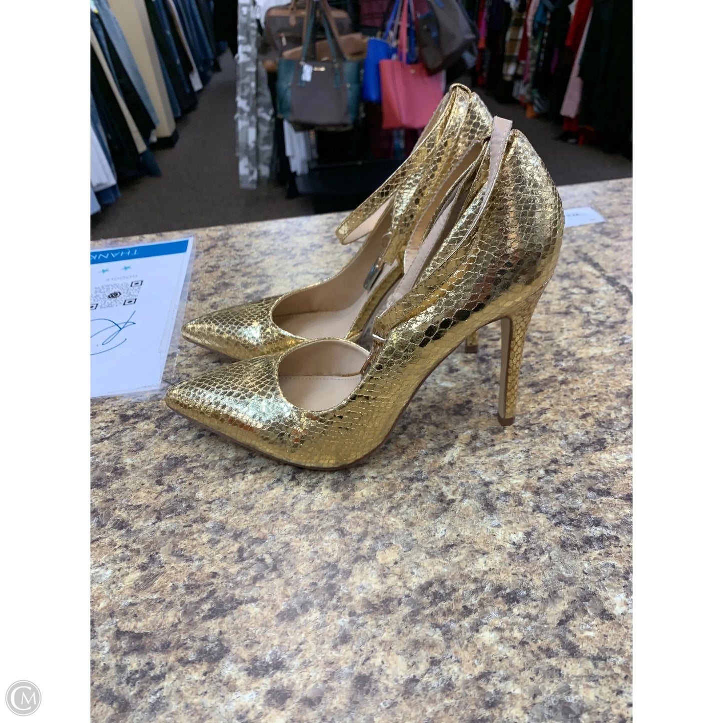 Shoes Heels Stiletto By Justfab In Gold, Size: 11