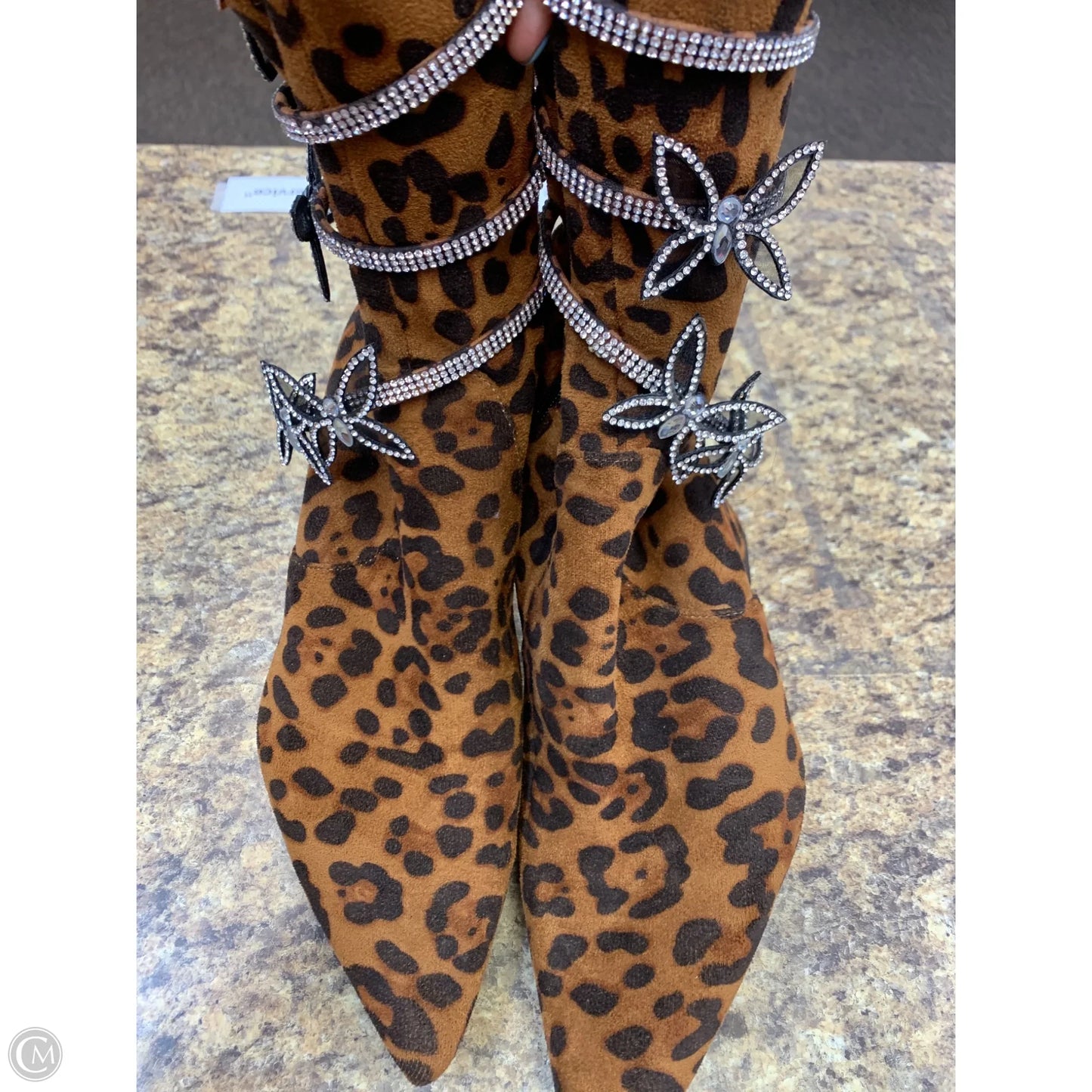 Boots Mid-calf Heels By Clothes Mentor In Animal Print, Size: 8.5
