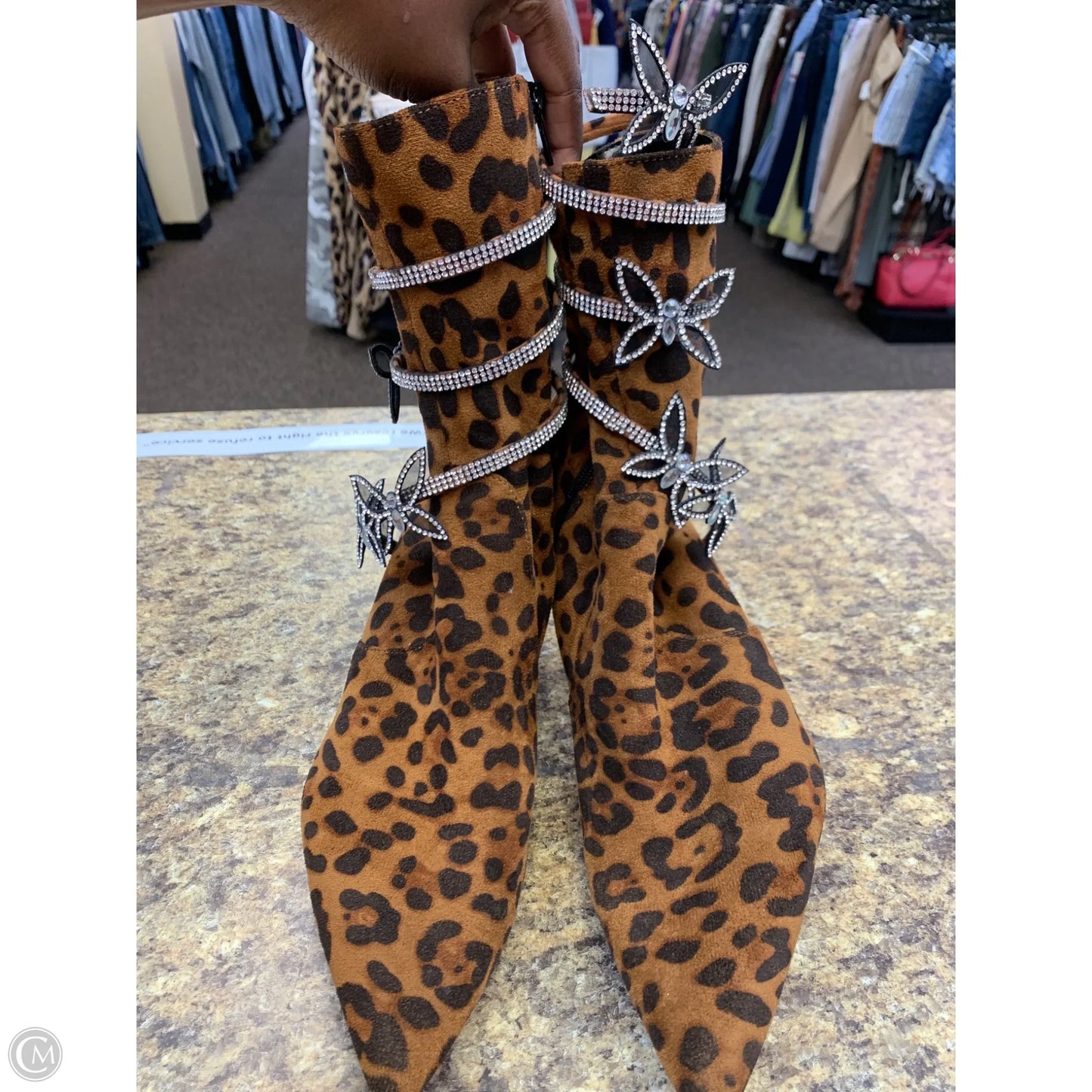 Boots Mid-calf Heels By Clothes Mentor In Animal Print, Size: 8.5