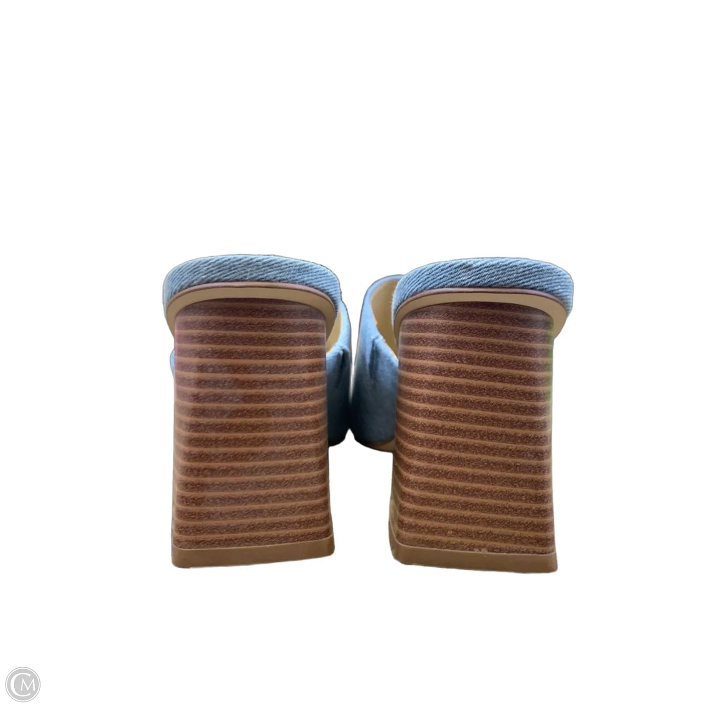 Sandals Heels Block By Nine West In Blue Denim, Size: 9