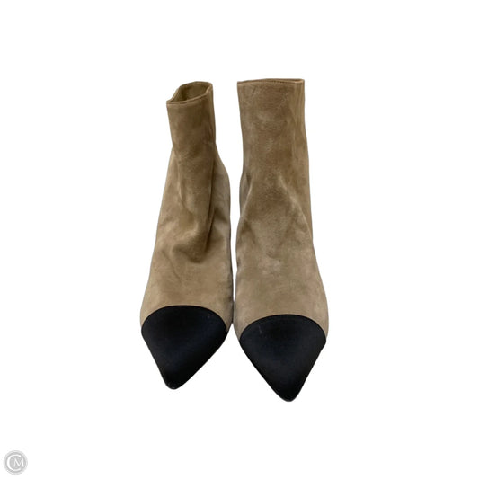 Boots Luxury Designer By Chanel In Black & Tan, Size: 11