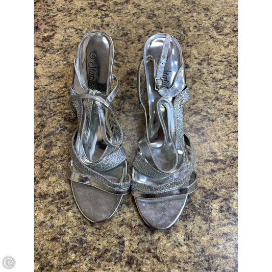 Sandals Heels Kitten By Cmf In Silver, Size: 13