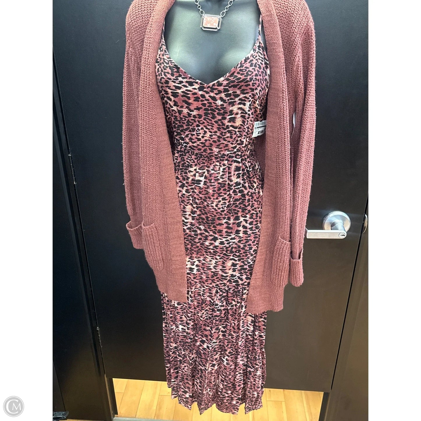 Dress Casual Maxi By Cmf In Black & Pink, Size: M