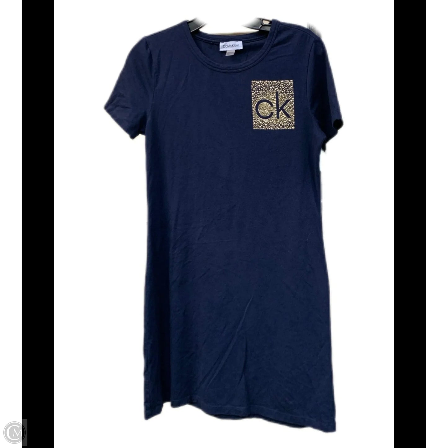 Dress Casual Midi By Calvin Klein In Blue & Gold, Size: S