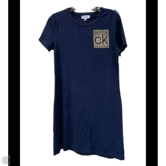 Dress Casual Midi By Calvin Klein In Blue & Gold, Size: S