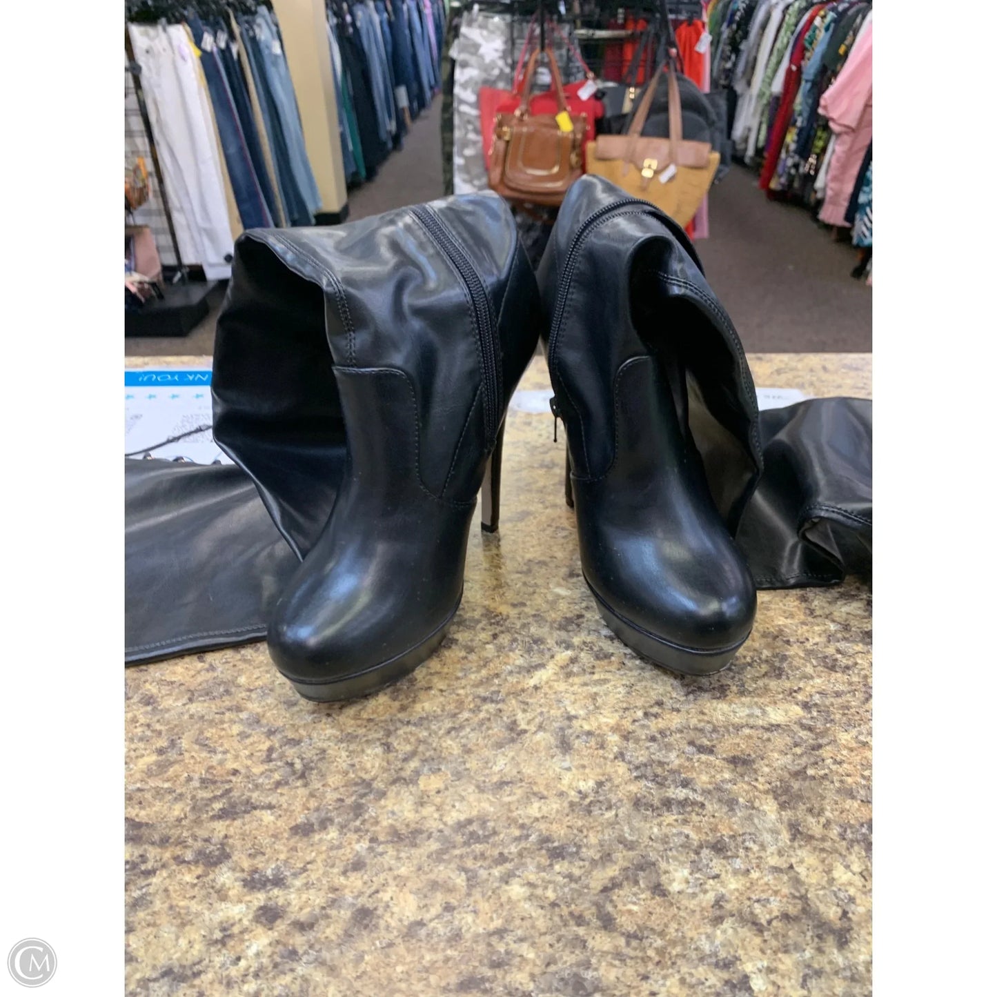 Boots Mid-calf Heels By Shoedazzle In Black, Size: 9