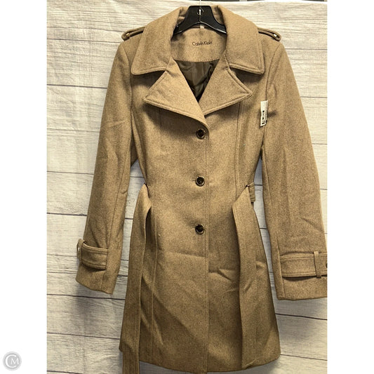 Coat Peacoat By Calvin Klein In Tan, Size: 8