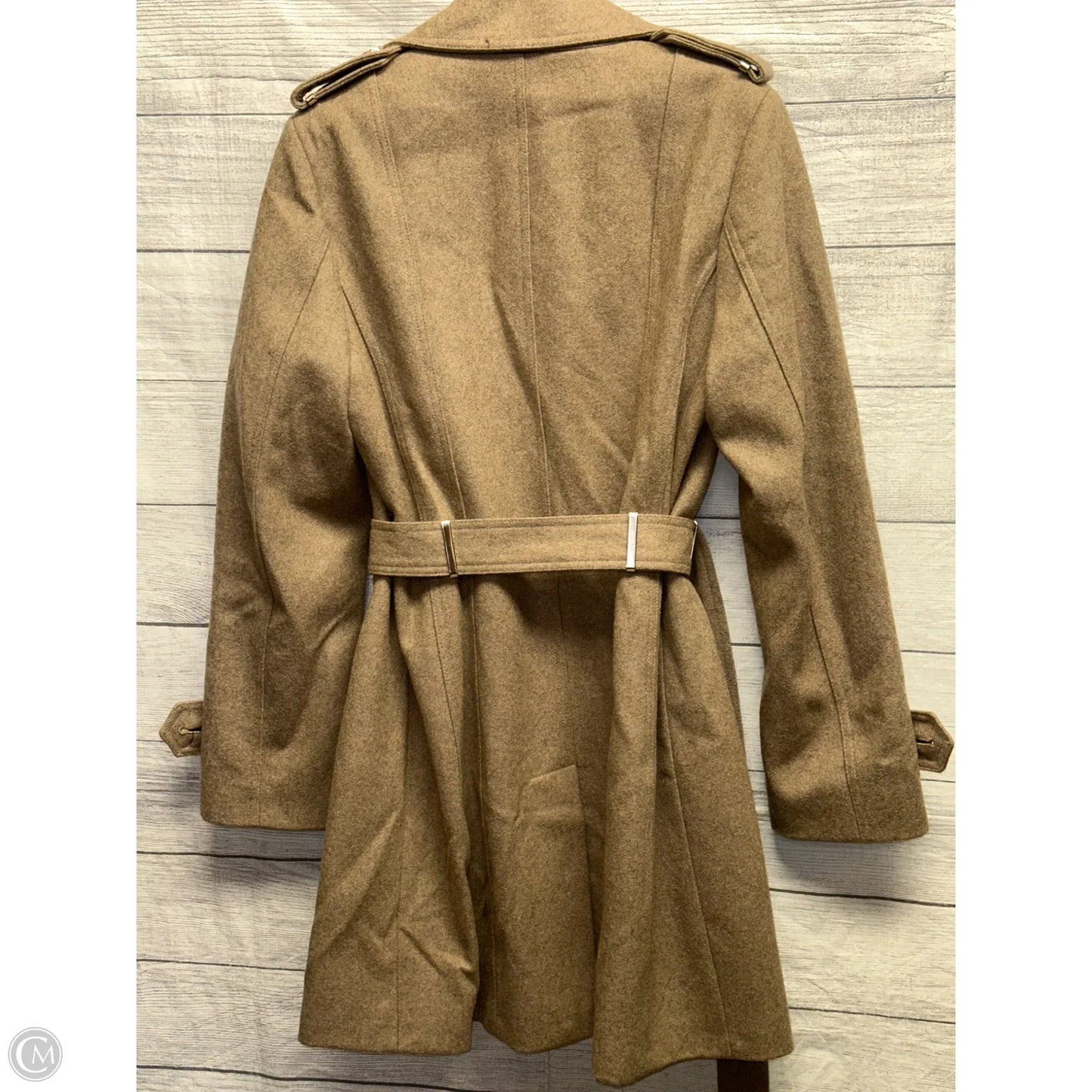 Coat Peacoat By Calvin Klein In Tan, Size: 8
