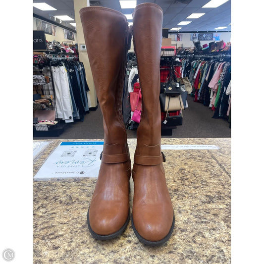 Boots Mid-calf Flats By St Johns Bay In Tan, Size: 10