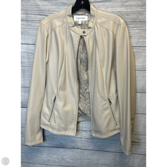 Jacket Moto By Calvin Klein In Cream, Size: L