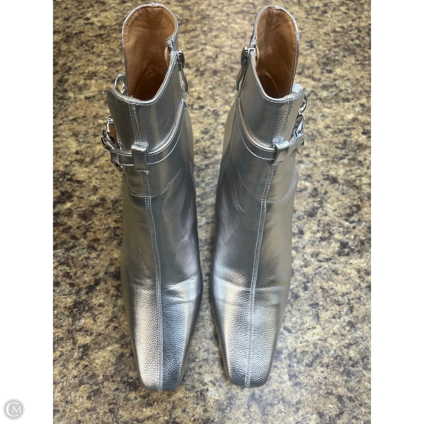 Boots Ankle Heels By Cmf In Silver, Size: 11